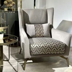 Zen accent chair grey and gold