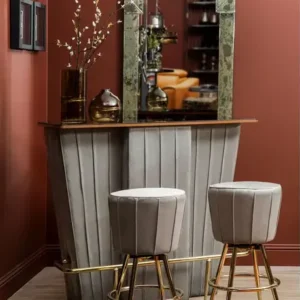 Lusso Bar & Stools Set Grey & Gold - Image 2