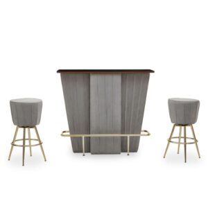 Lusso Bar & Stools Set Grey & Gold - Image 4