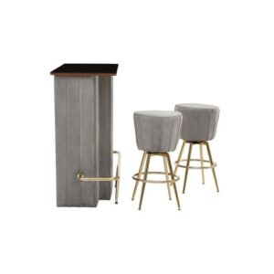 Lusso Bar & Stools Set Grey & Gold - Image 6