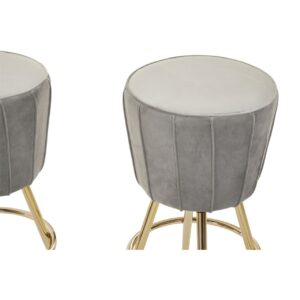 Lusso Bar & Stools Set Grey & Gold - Image 14