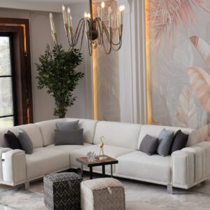 luxury white corner sofa modular metal panels