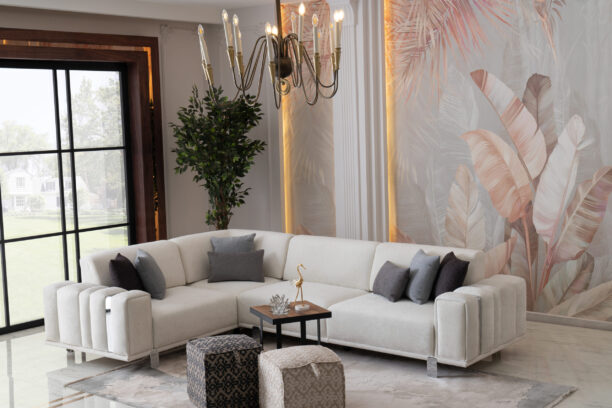 luxury white corner sofa modular metal panels