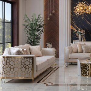 honeycomb sofa gold and cream