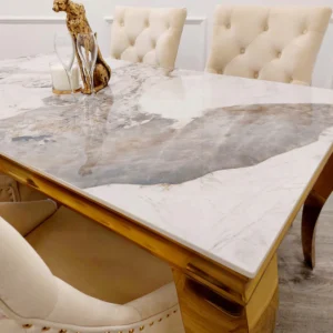 Luca Marble Dining Table With Gold Legs - Image 13