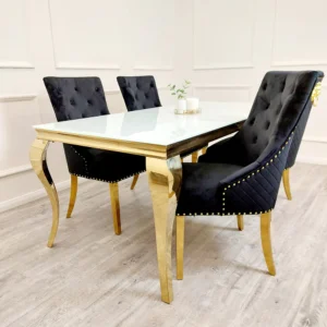 Luca Marble Dining Table With Gold Legs - Image 8