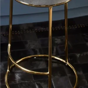 Luxe Grey & Gold Bar Stool - Image 3