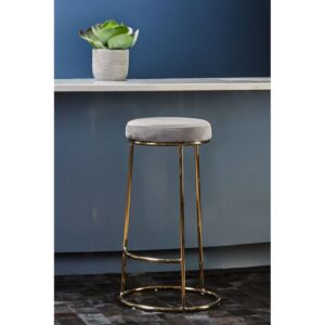 Luxe Grey & Gold Bar Stool - Image 2