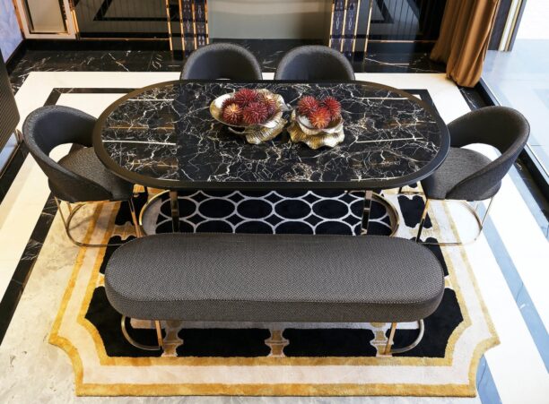 Lyon Dining Set - Black & Gold