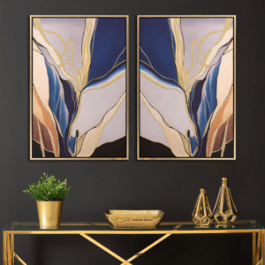 Dark Blue and Gold Framed Abstract Canvas Wall Art is a must-have. The elegance and beauty of this wall art can uplift any interior. Any art lover will proudly incorporate this in interiors.