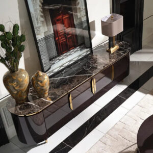 black and gold tv unit
