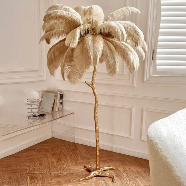 feather floor lamp gold luxury