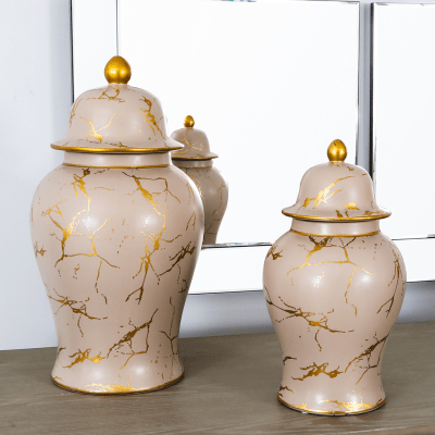 Ceramic General Jar Golden Leopard Ginger Jar Porcelain Handicraft