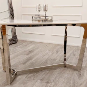 Nero Marble Dining Table 1.6M Chrome - Image 4