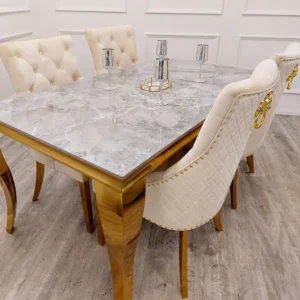 Luca Marble Dining Table With Gold Legs - Image 3