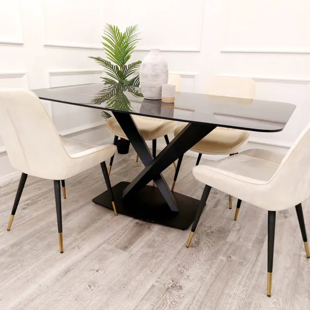 Apollo Black Marble Dining Table