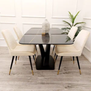 Apollo Black Marble Dining Table - Image 4