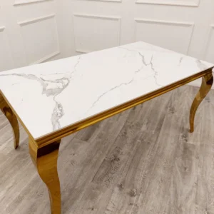 Luca Marble Dining Table With Gold Legs - Image 2