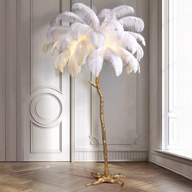 white feather lamp