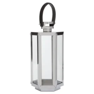 Luxe Chrome Lantern With Leather Handle - Image 10