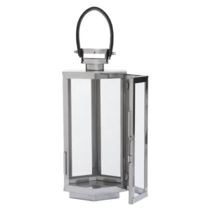 Luxe Chrome Lantern With Leather Handle - Image 11