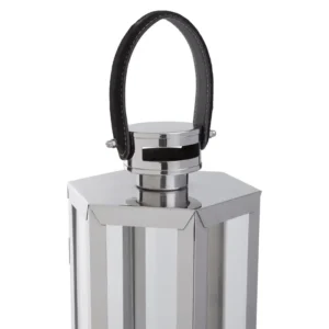 Luxe Chrome Lantern With Leather Handle - Image 12