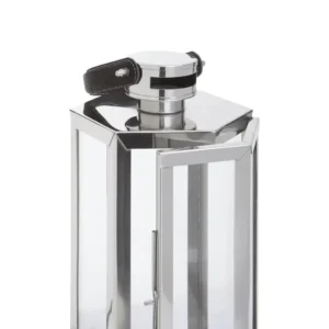 Luxe Chrome Lantern With Leather Handle - Image 13