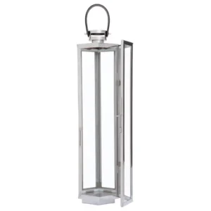 Luxe Chrome Lantern With Leather Handle - Image 5