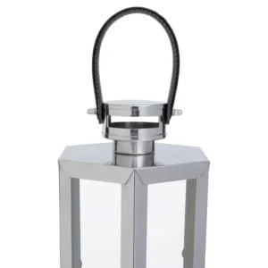 Luxe Chrome Lantern With Leather Handle - Image 6