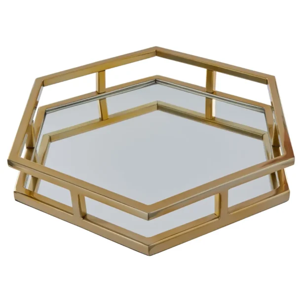 Hexagon Gold Mirrored Tray