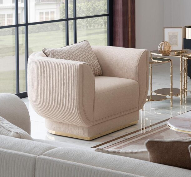 luxury armchair cream and gold by luxura