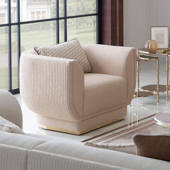 luxury armchair cream and gold by luxura