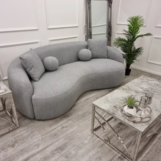 Grey Boucle Teddy Curve Sofa