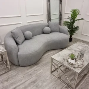 Grey Boucle Teddy Curve Sofa - Image 2