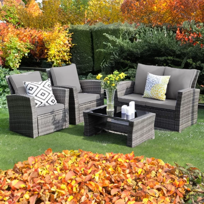 Grey garden rattan sofa set