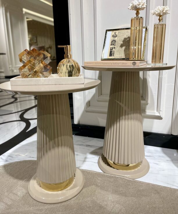 beige and gold nesting tables set of 2
