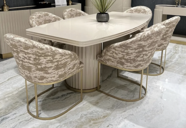 luxury beige and gold dining set