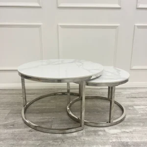 Marble Coffee Table Nest Chrome - Image 3