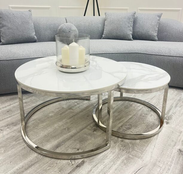 Marble Coffee Table Nest Chrome