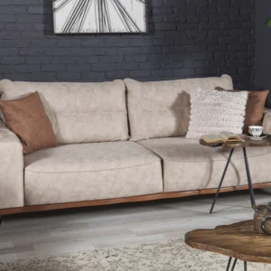 A luxurious leather sofa bed, showcasing comfort and elegance with its rich leather upholstery and versatile functionality.