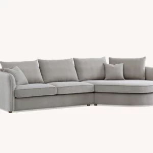 Serenity sofa in chic bouclé fabric with a curved design, blending durability and comfort for modern living spaces.