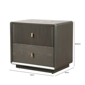 Smoke Grey Elm 2 Drawer Cabinet is a sophisticated piece made of MDF with a sleek veneer finish in an elegant grey hue. With two drawers, it combines functionality and style, offering a contemporary look and convenient storage, ideal for various spaces in your home