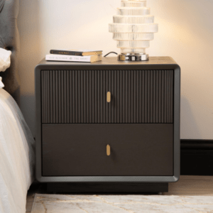 Smoke Grey Elm 2 Drawer Cabinet is a sophisticated piece made of MDF with a sleek veneer finish in an elegant grey hue. With two drawers, it combines functionality and style, offering a contemporary look and convenient storage, ideal for various spaces in your home