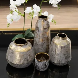 Grey And Gold Ceramic Vase