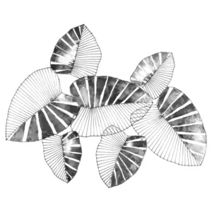 The Zania leaf wall art adds a metallic accent to contemporary interiors. Its leaves are made from a combination of recycled metal and steel wire. The juxtaposition between both materials accentuates the design. The reflective silver finish highlights the intricate detail inherent in nature. Display it in the living room or hallway.