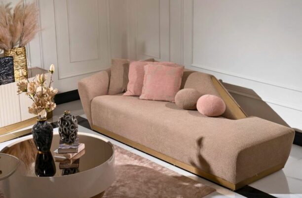 beige and gold sofa