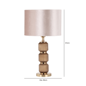 A stylish and sophisticated lighting fixture that adds a touch of elegance and texture to any room. The base of the lamp is crafted from high-quality glass in a warm brown hue, featuring a pleated design that creates a beautiful and unique visual appeal.