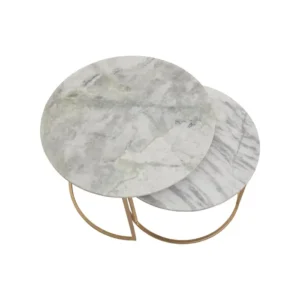 Marble Coffee Table Nest With Brushed Gold Frame - Image 8