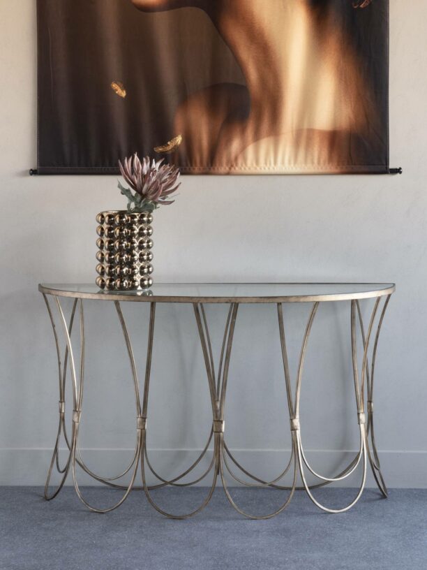 Antique Gold Scallop Console Table