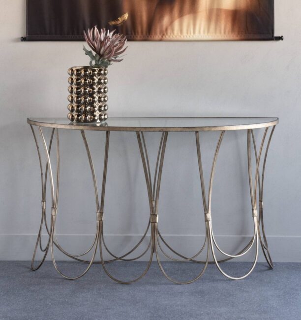 Antique Gold Scallop Console Table